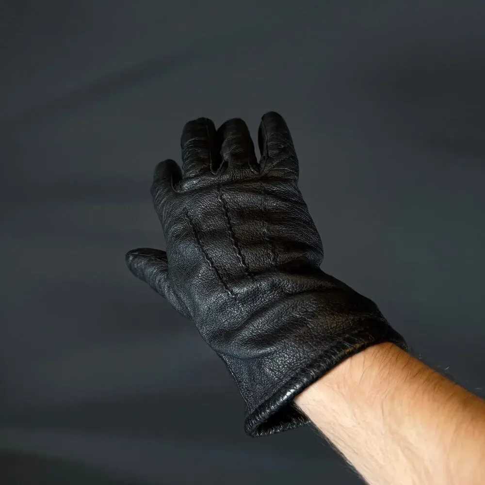 Wilsons Suede & Leather Black Gloves Size M Genuine Leather vintage